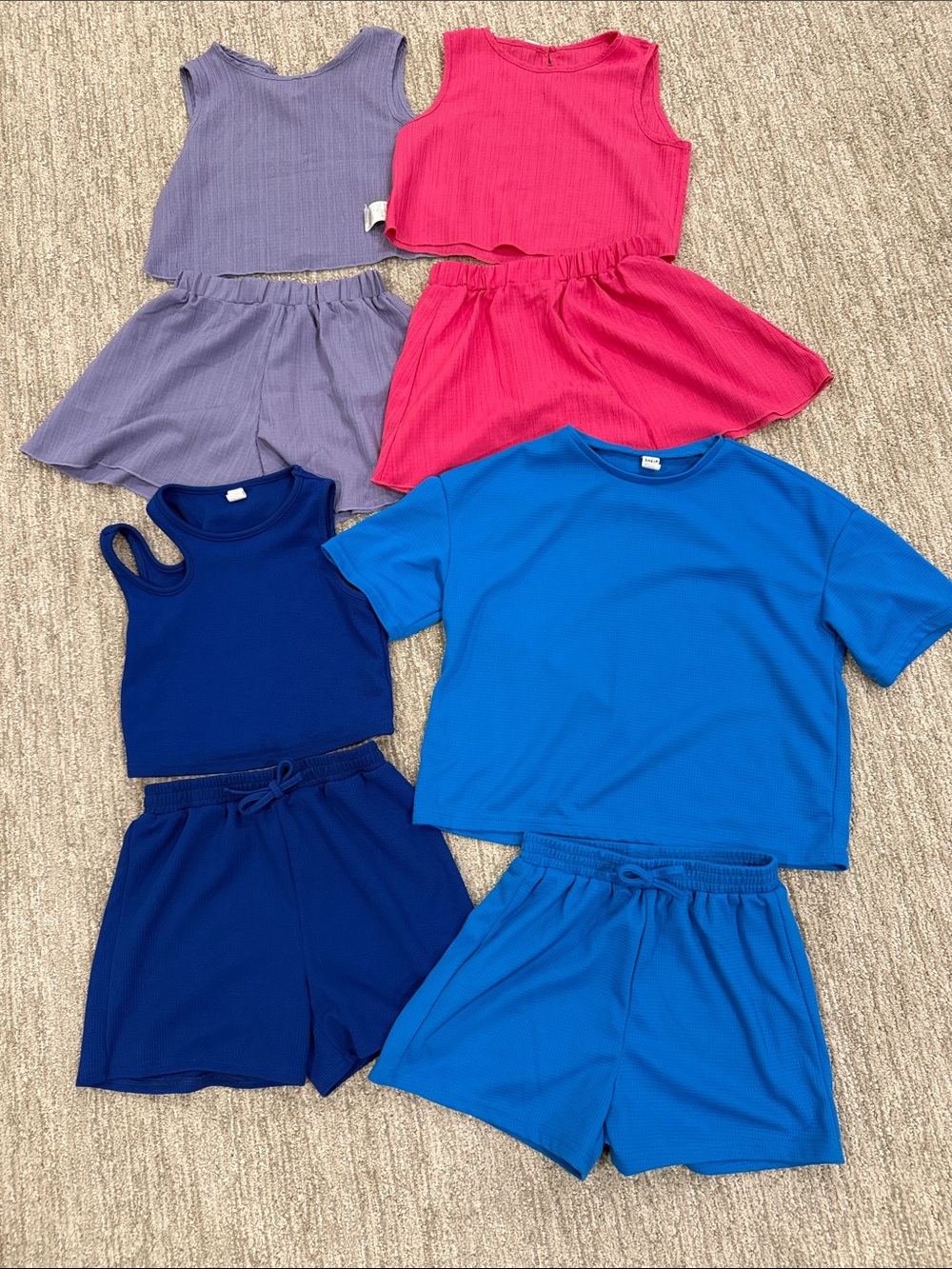 SHEIN Kids Matching Sets in Bright Blue, Navy, Hot Pink & Lavender